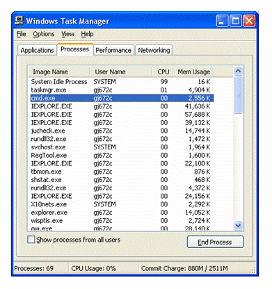 [Figure 1: Task Manager - Processes Tab]