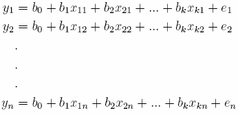 Equation 1: system of n linear equations for model construction