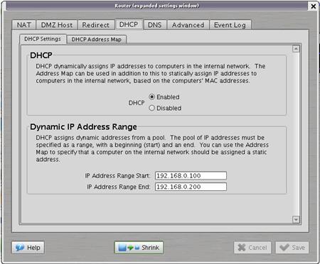 A screenshot of the DHCP setting in Untangle.