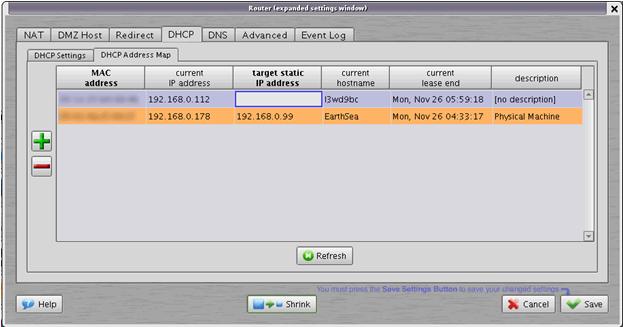 A screenshot of the statics IP configuration of the Untangle server.