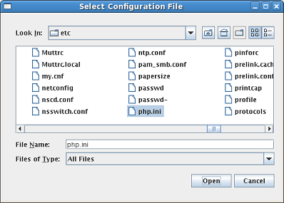 Select Configuration File Dialog