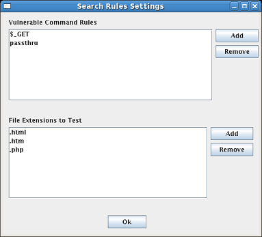 Search Rules Settings Dialog