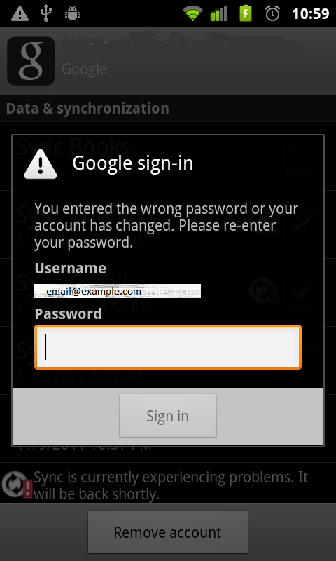 real password dialog