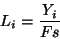 \begin{displaymath}L_i = \frac{Y_i}{Fs} \end{displaymath}